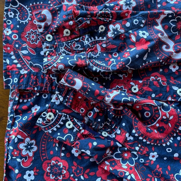 Talbots Navy and Red Paisley Button Down Shirt - Picture 3 of 8